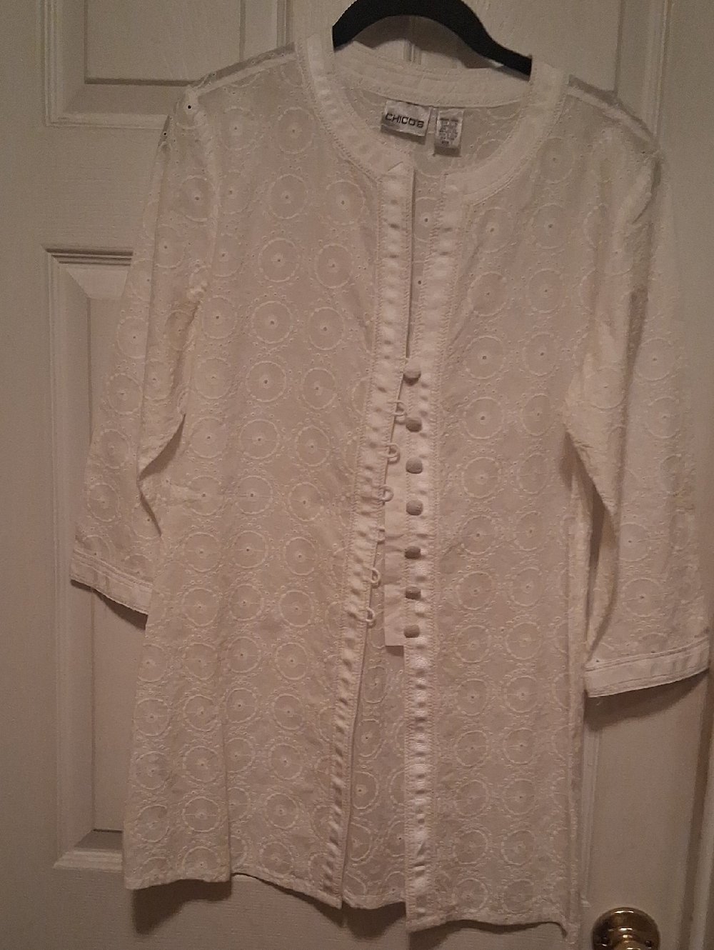 White Eyelet Button-Front Tunic Size 1